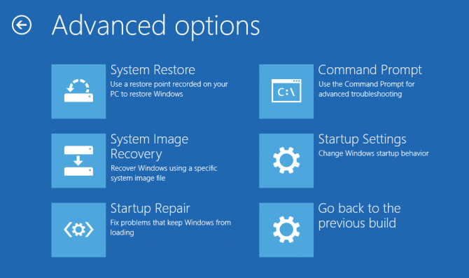 Windows 10 Boot up Advanced Options