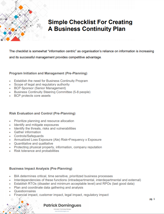 CoronaVirus Business Continuity Plan Checklist
