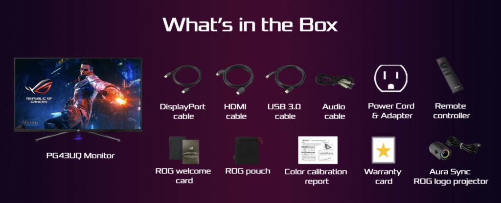 ASUS ROG Swift PG43UQ Whats In The Box